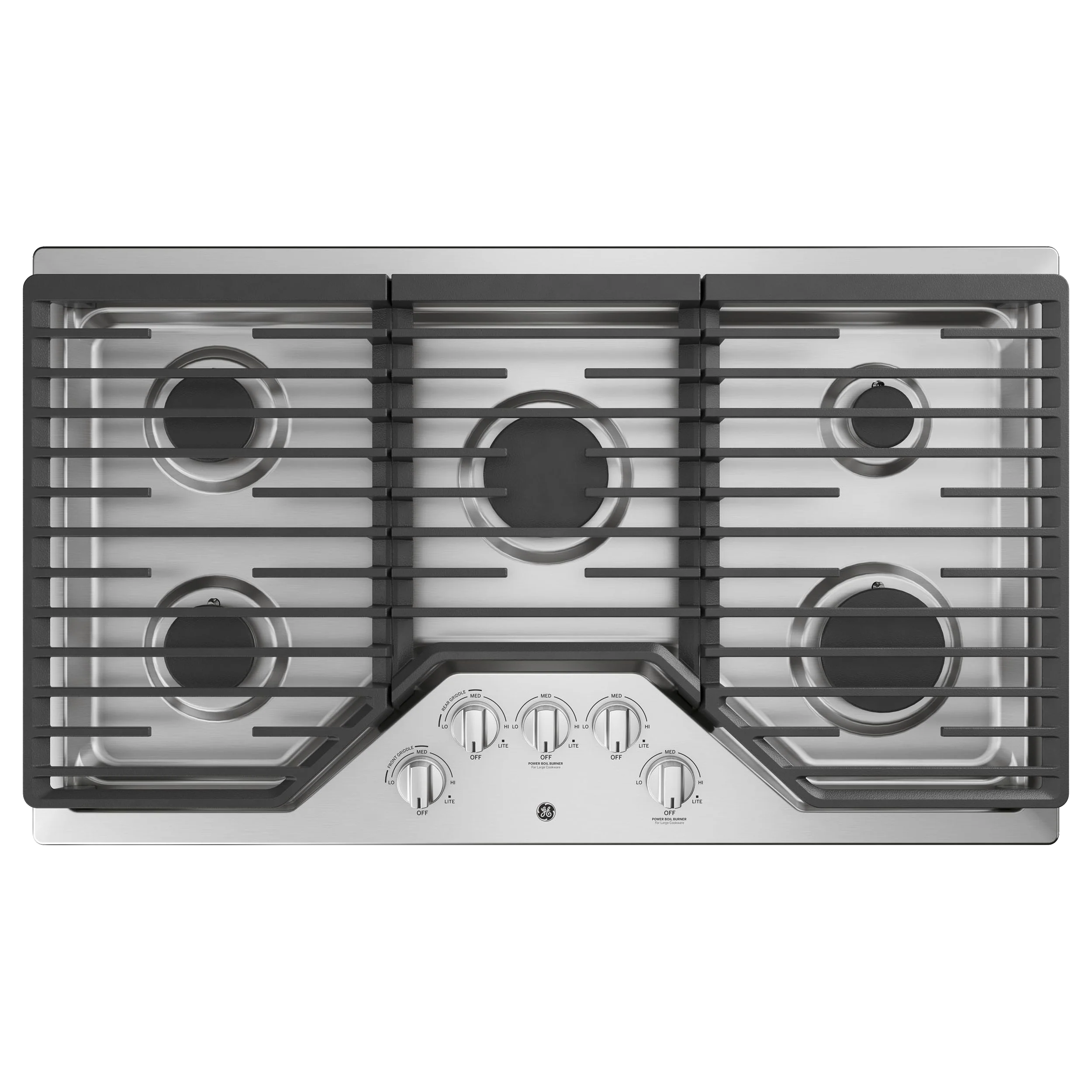 Breathable GE® 36 Built-In Gas Cooktop with 5 Burners and Dishwasher Safe Grates Versatile