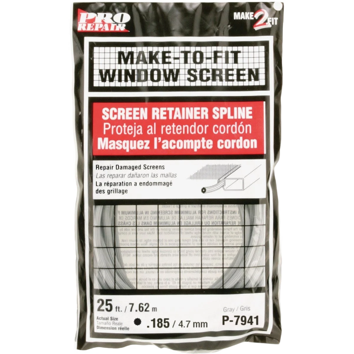 Minimalist Prime-Line 0.185 Dia. x 25′ L. Vinyl Screen Retainer Spline Fine Crafted