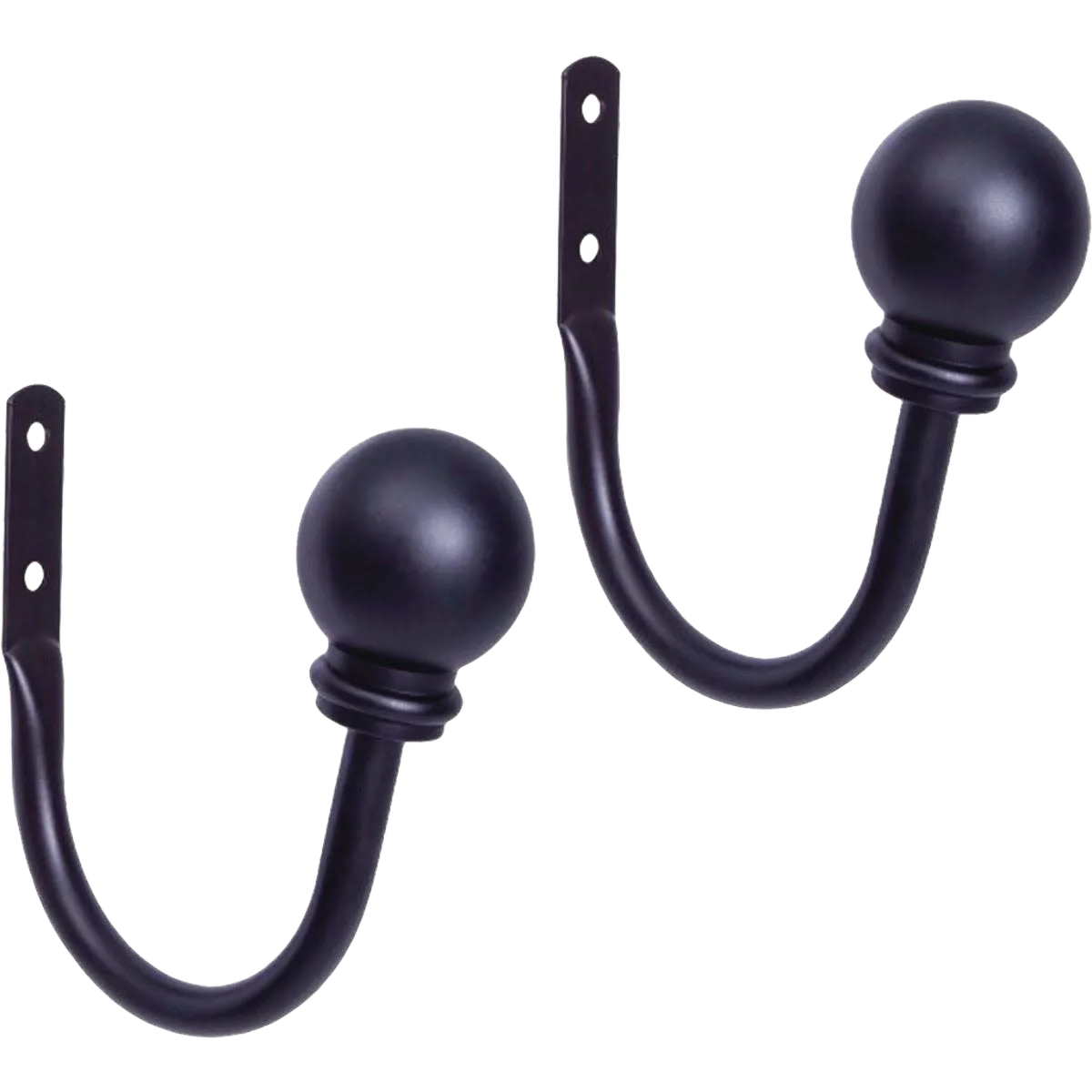 Convenient Kenney Black Ball End Drapery Holdback 2-Pack High-End