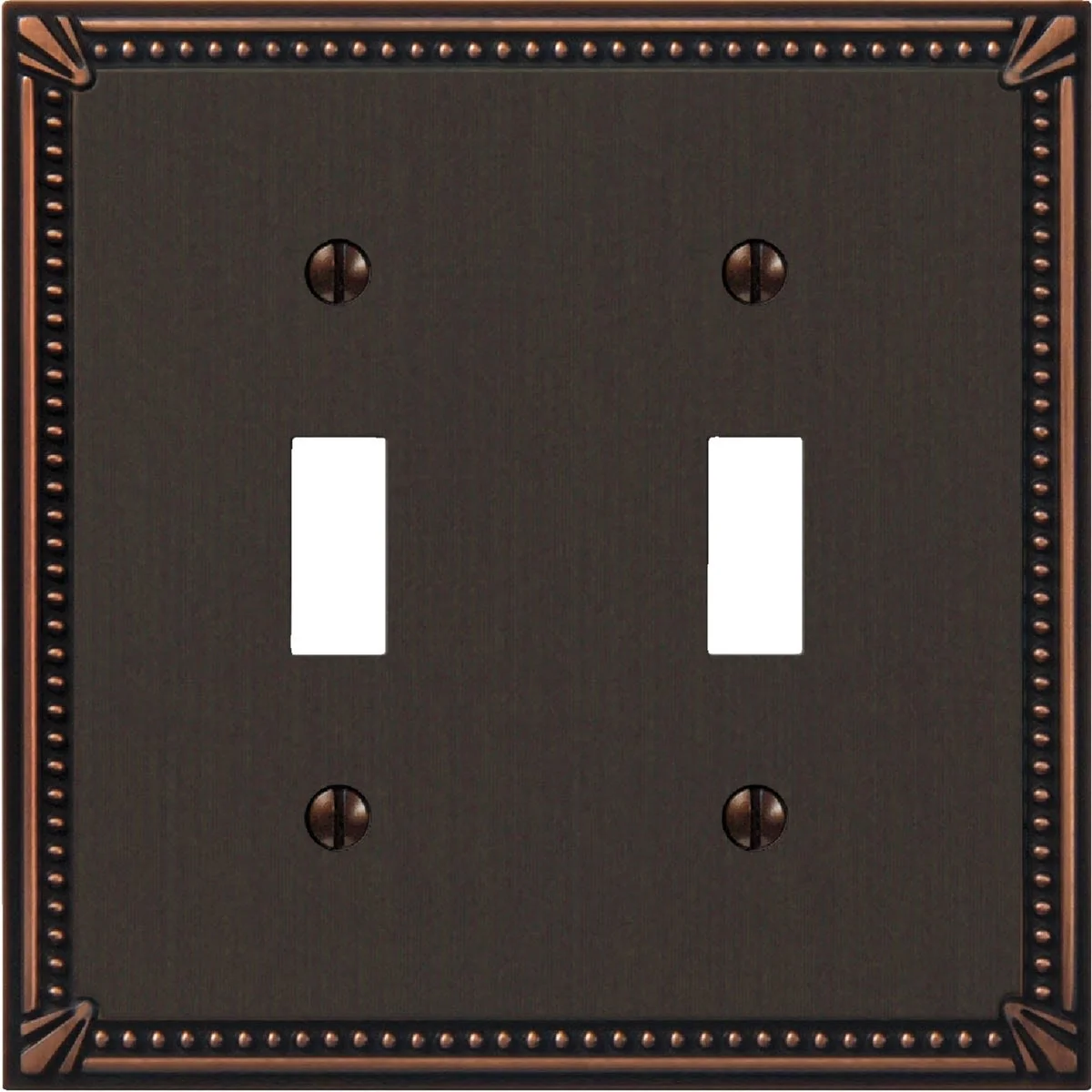 Secure Amerelle 2-Gang Aged Bronze Imperial Bead Cast Metal Toggle Switch Wall Plate Expertly Made