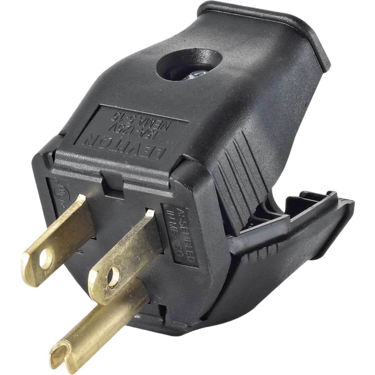 Contemporary Leviton 15 Amp Black Clamp Tight Cord Plug Clean