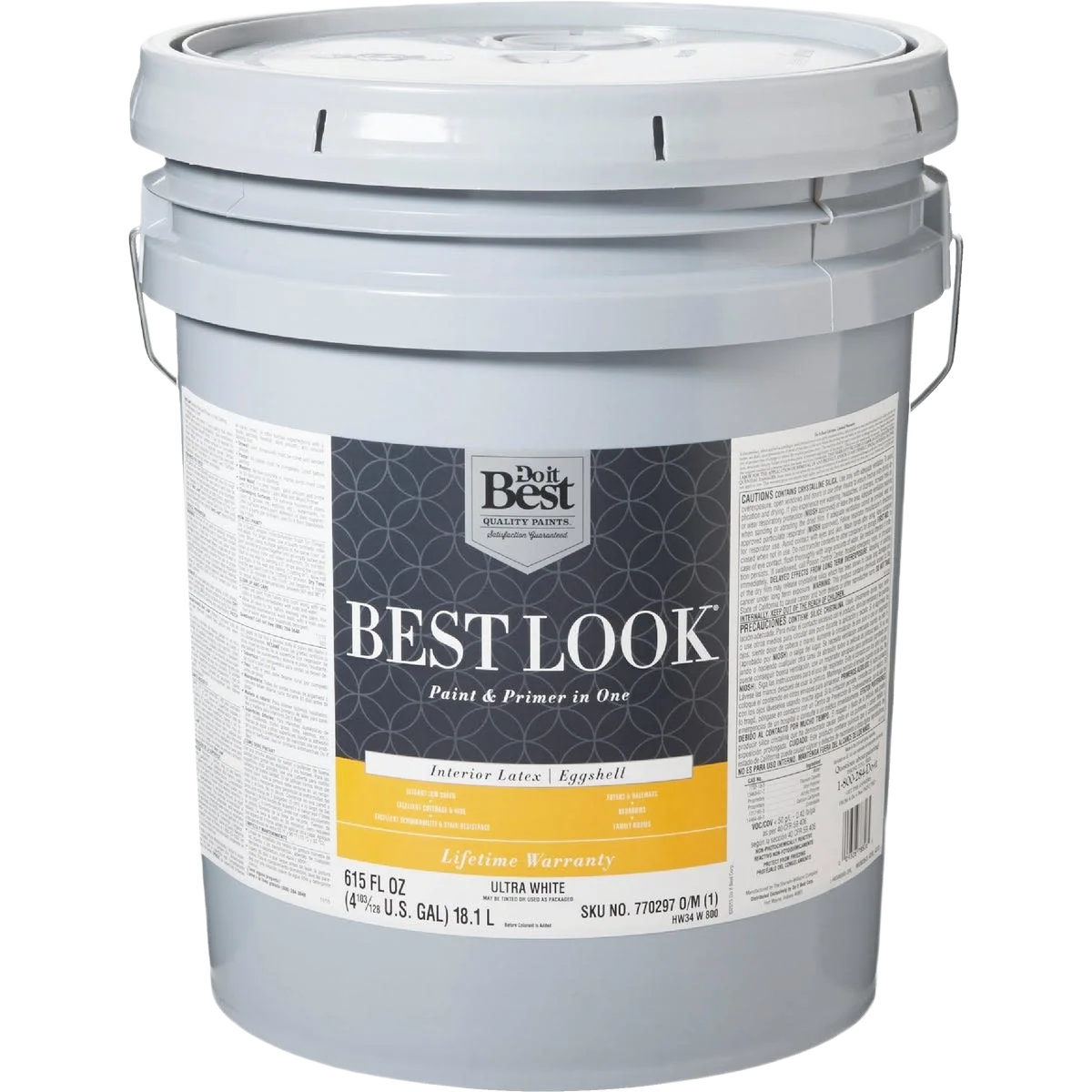Responsible Look 5-gal. Ultra White Interior Latex Eggshell Paint Primer In One Dependable