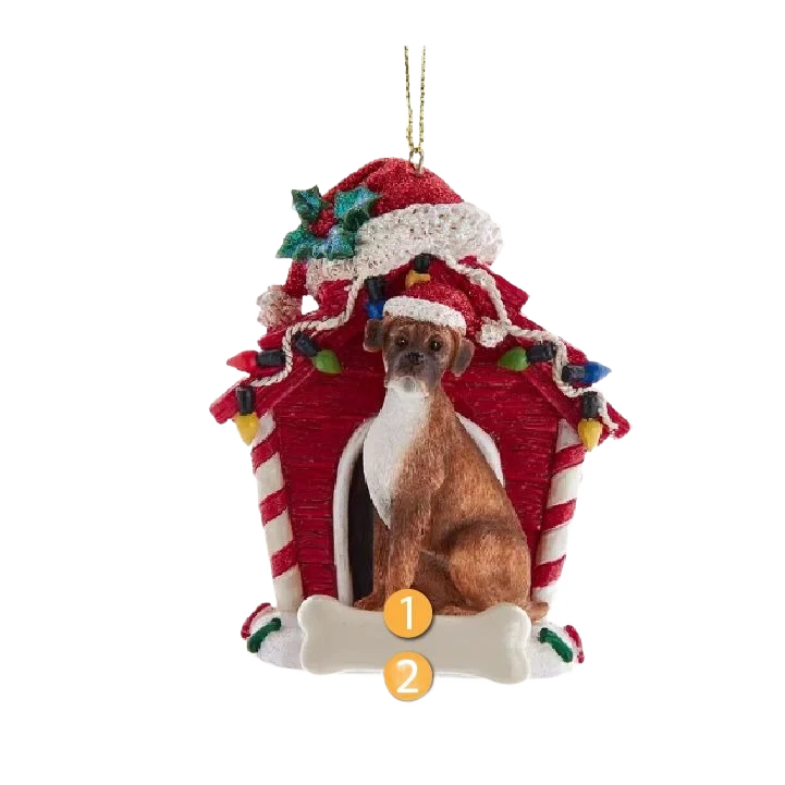 Versatile Kurt S. Adler Personalized Boxer with Dog House Ornament Safe