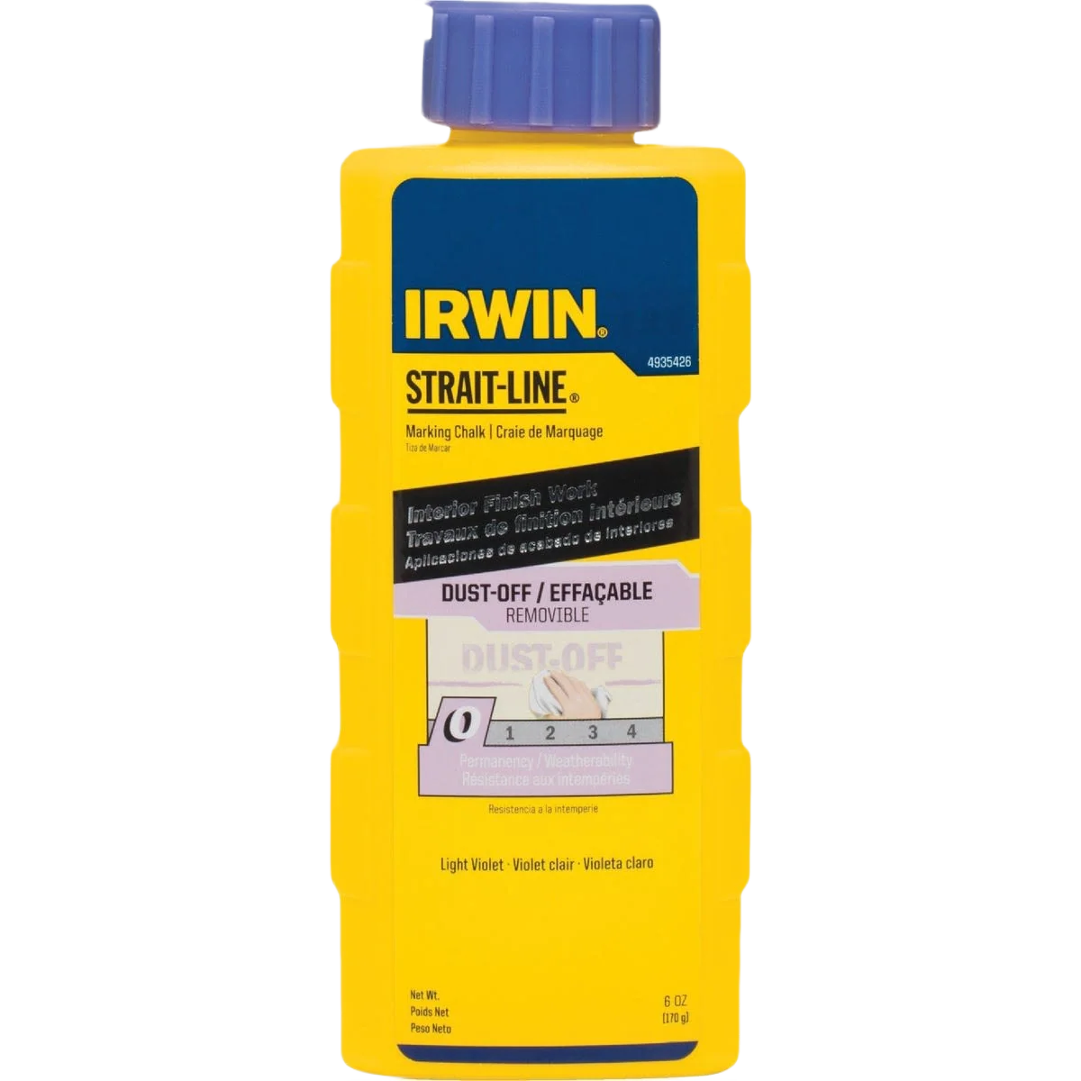 Fast Irwin Strait-Line Light Violet Dust-Off Chalk Line Chalk 6 oz. Versatile