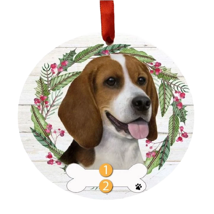 Certified E S Pets Personalized Beagle Face Wreath Ornament Carefully Designed
