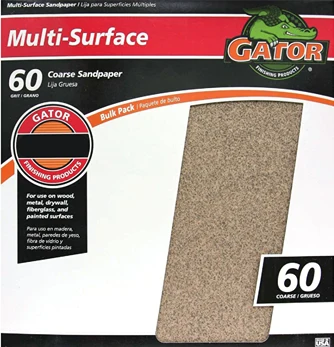 Efficient Gator 9 x 11 Multi-Surface 60-Grit Coarse Sandpaper Single Sheet Stylish