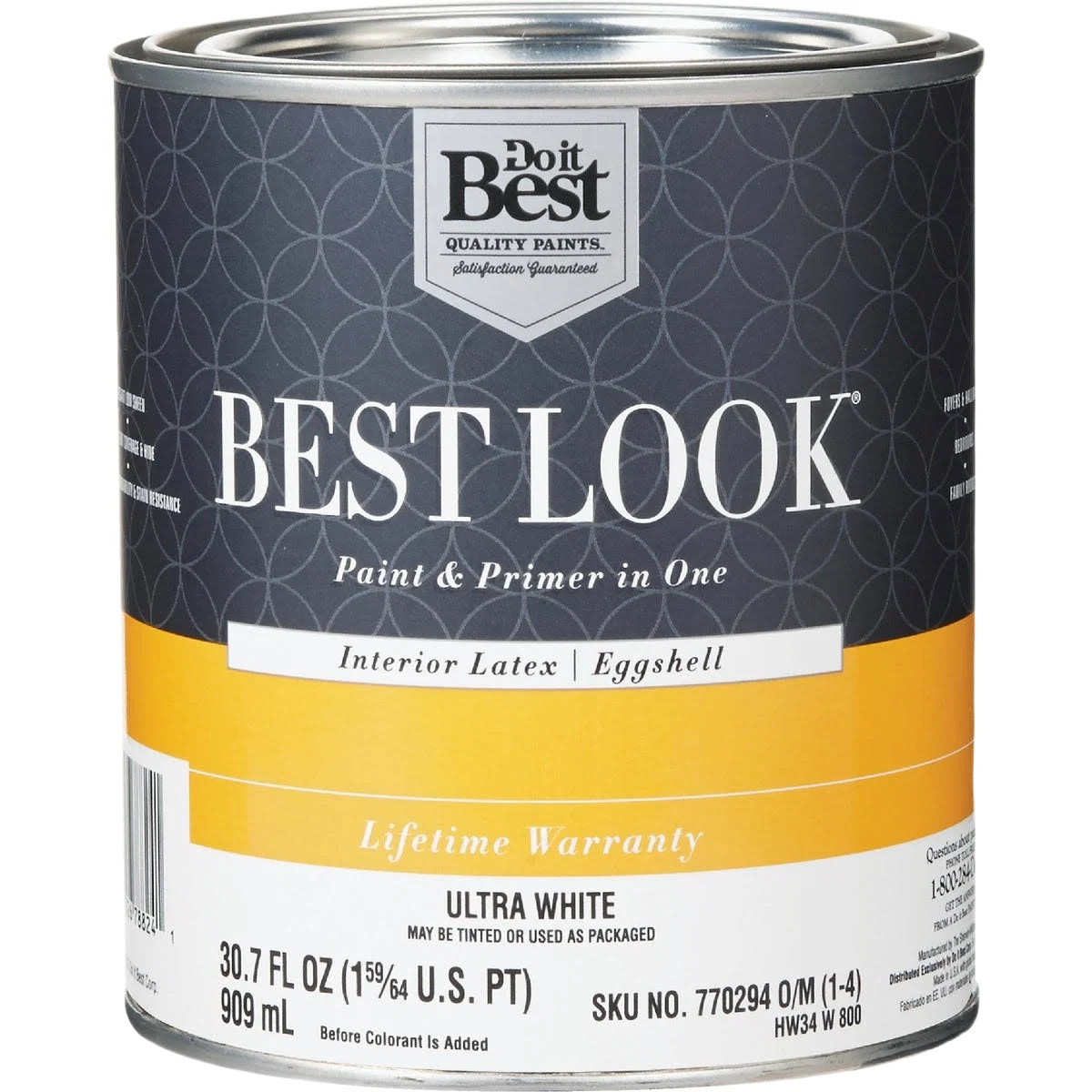 Classic Look Ultra White Interior Latex Eggshell Paint Primer In One 1 Quart User-Friendly