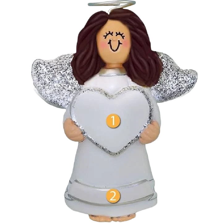 Modern Ornament Central Personalized Brunette Female Memorial Angel Ornament Crafted