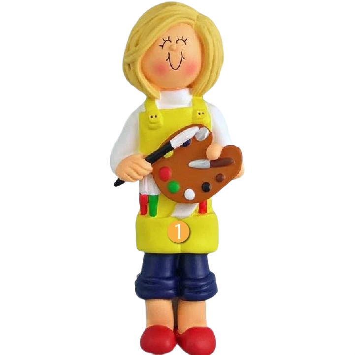 Minimalist Ornament Central Personalized Blonde Female Artist Ornament Healthy