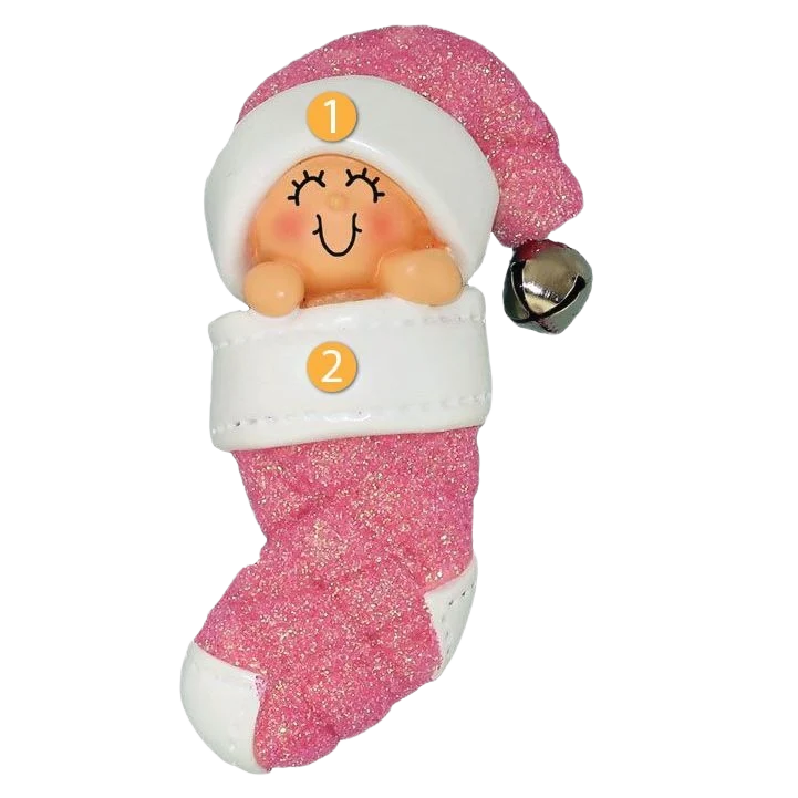 Convenient Ornament Central Personalized Baby in Pink Stocking Ornament Durable