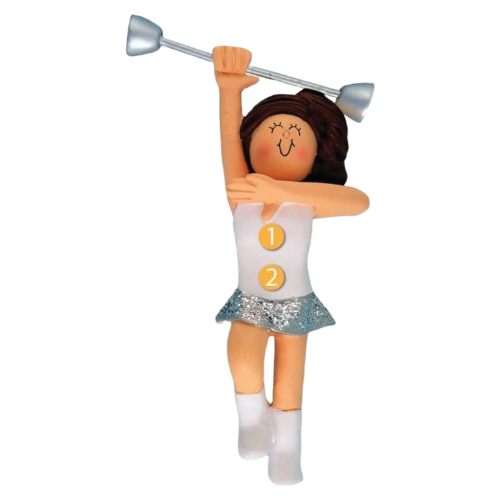 Powerful Ornament Central Personalized Brunette Female Baton Twirler Ornament Soft
