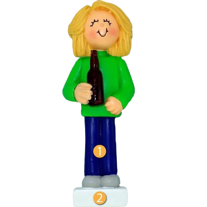 Minimalist Ornament Central Personalized Blonde Female Beer Lover Ornament Eco-Friendly