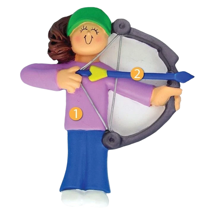 Unique Ornament Central Personalized Brunette Female Doing Archery Ornament Elegant
