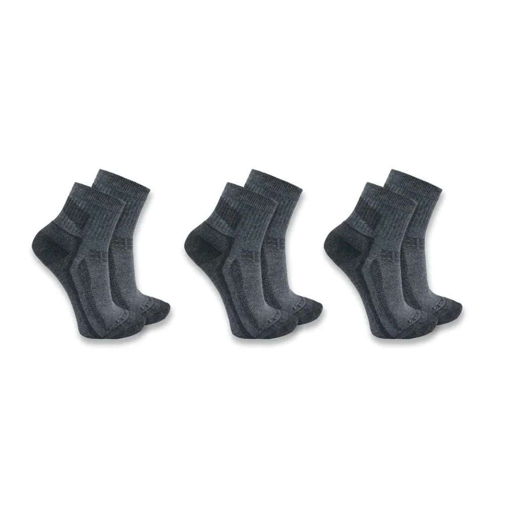 Flexible Carhartt Men’s Large Charcoal Force Quarter Socks 3 Pack Green