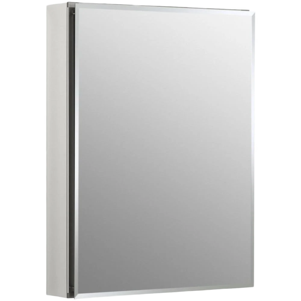 Soft Kohler Aluminum Single Door Medicine Cabinet with Mirrored Door 20 x 26in. Fine Crafted