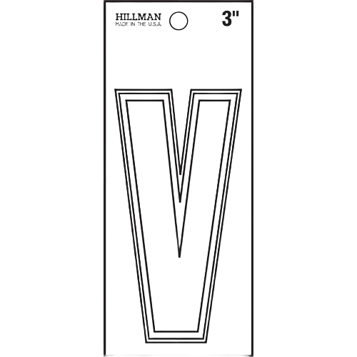 Comfortable Hillman 3 in. White Matte Die Cut Vinyl Sticker Thin Letter V Refined