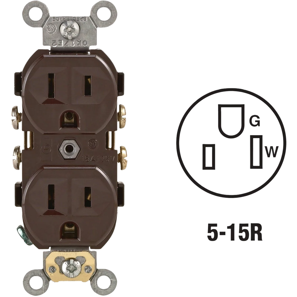 Detailed Leviton 15 Amp Brown Commercial Grade Duplex Outlet Genuine