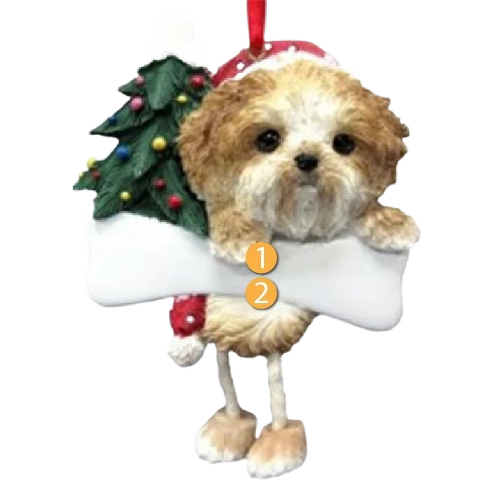 Environmentally Friendly E S Pets Personalized Shih Tzu Tan Pup Dangling Legs Ornament Effective