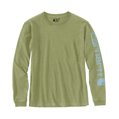 Trendy Carhartt Women’s XL Green Olive Heather Long Logo Sleeve Graphic Shirt Eco-Friendly