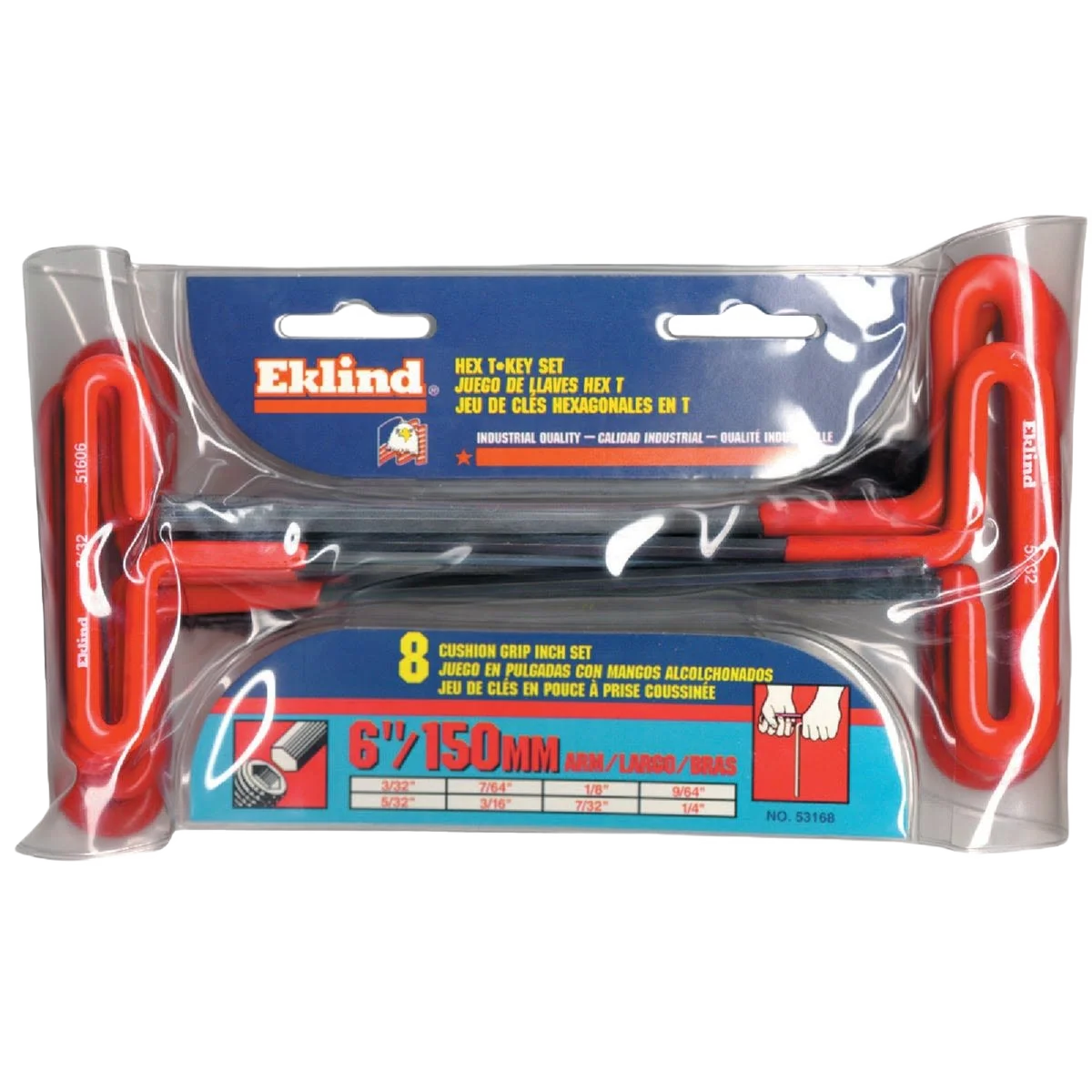 Practical Eklind 8-Piece 6 in. Arm T-Handle Hex Key Set Versatile