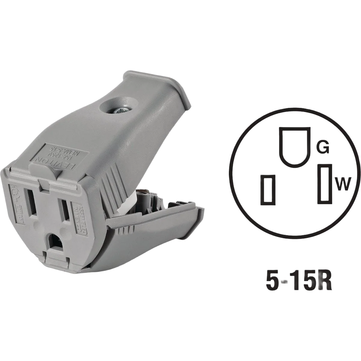 Original Leviton 15 Amp Gray Clamp Tight Cord Connector Unique
