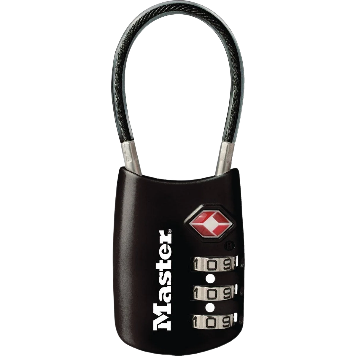 Green Master Lock 1.19 In. Steel Shackle Combination Padlock TSA Accepted Official