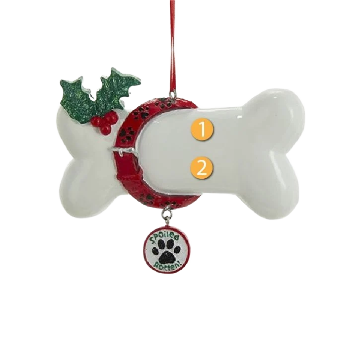 Fine Kurt S. Adler Personalized Spoiled Rotten Dog Bone Ornament World-Class