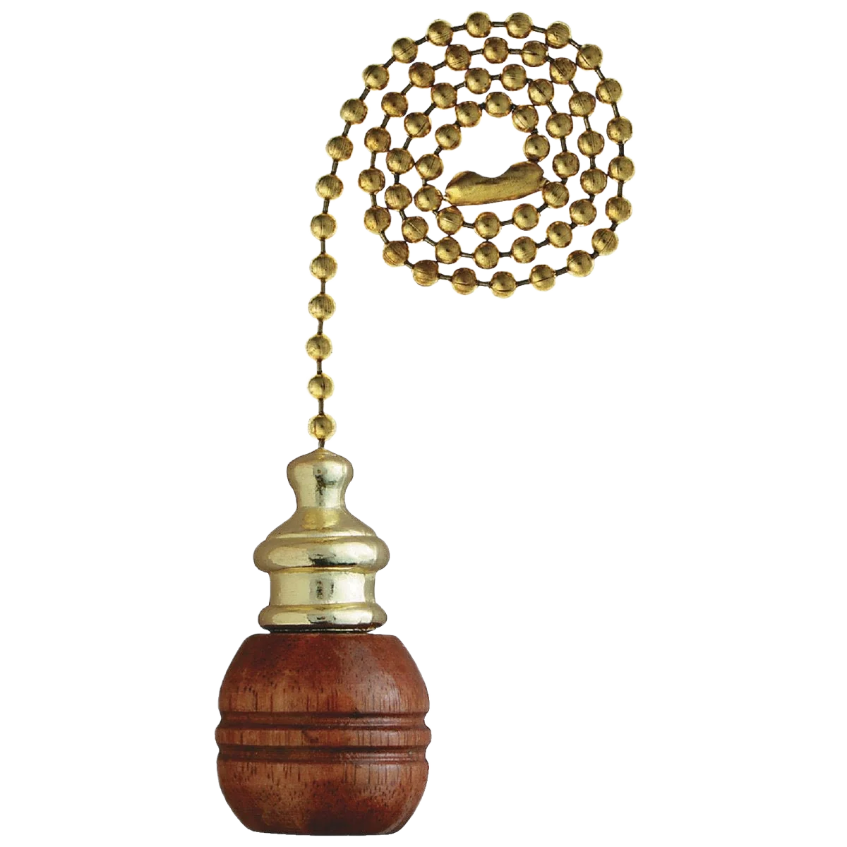 User-Friendly Westinghouse Brass Pull Chain with Sculptured Wooden Knob 12 In. Solid