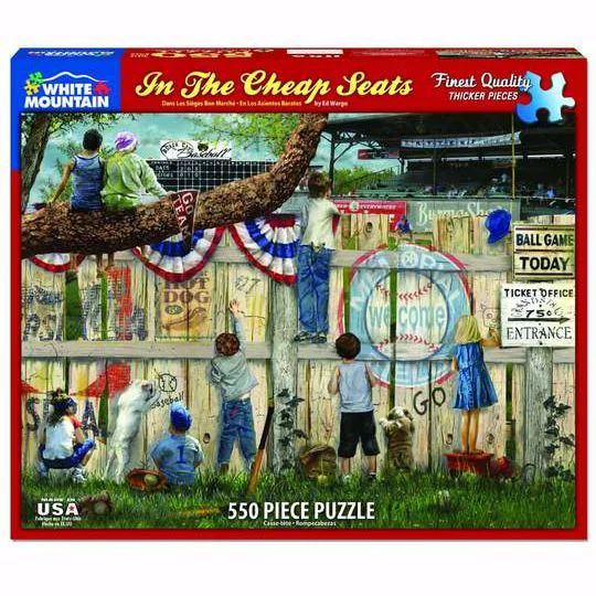 Solid White Mountain Watching a Baseball Game Jigsaw Puzzle 550 Piece Crafted