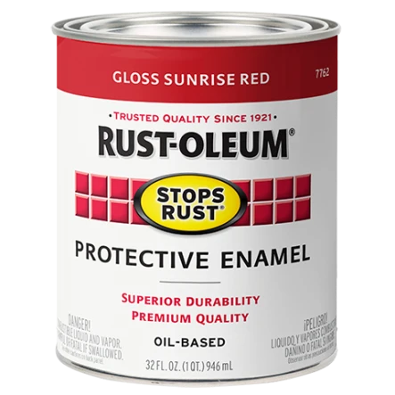 Smart Rust-Oleum Stops Rust Glossy Sunrise Red Protective Enamel Brush-On Paint 1 Qt. Luxury