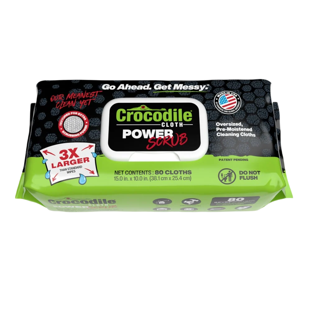 High-Performance Crocodile Cloth Power Scrub Wipes 80-Pack Optimized