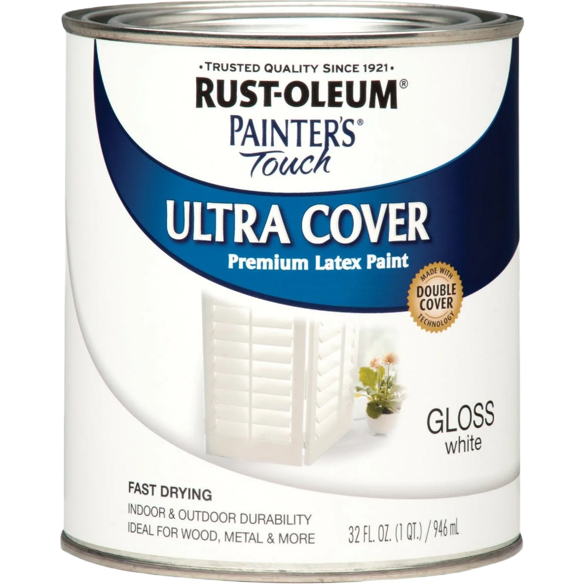 Stylish Rust-Oleum Ultra Cover Multi-Purpose Gloss White Brush-On Paint 1 Quart Modern