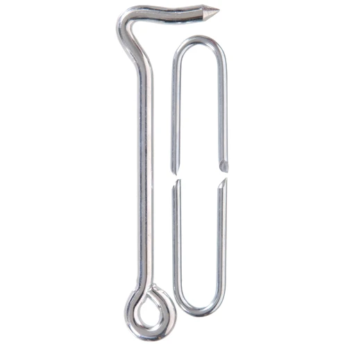 Green Hillman 5 in. Heavy Gate Hook with Wire Staples Zinc-Plated Natural