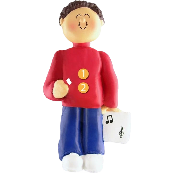Sophisticated Ornament Central Personalized Brunette Male Musician Ornament Solid