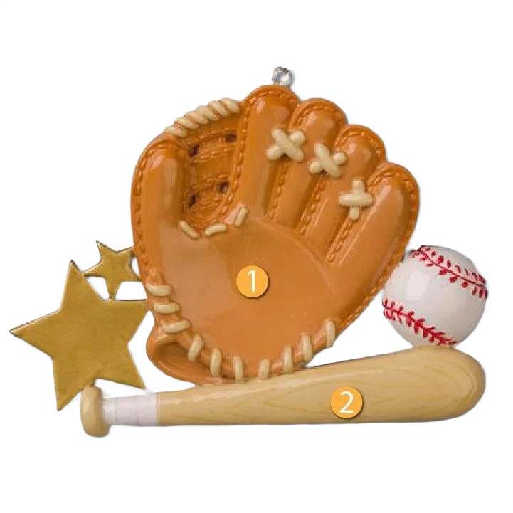 Crafted PolarX Personalized Baseball Glove Bat Ornament World-Class