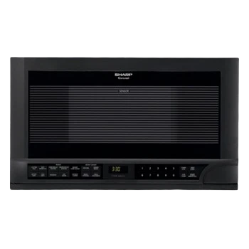 Fast 1.5 cu. ft. 1100W Black Sharp Over-the-Counter Carousel Microwave Oven Smart