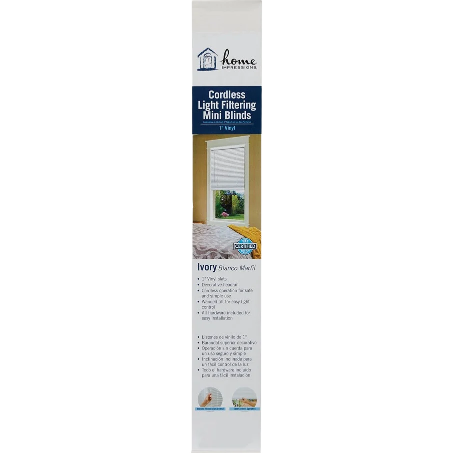 Enhanced Home Impressions Ivory Vinyl Cordless Mini Blind 35 x 64 x 1 Superior