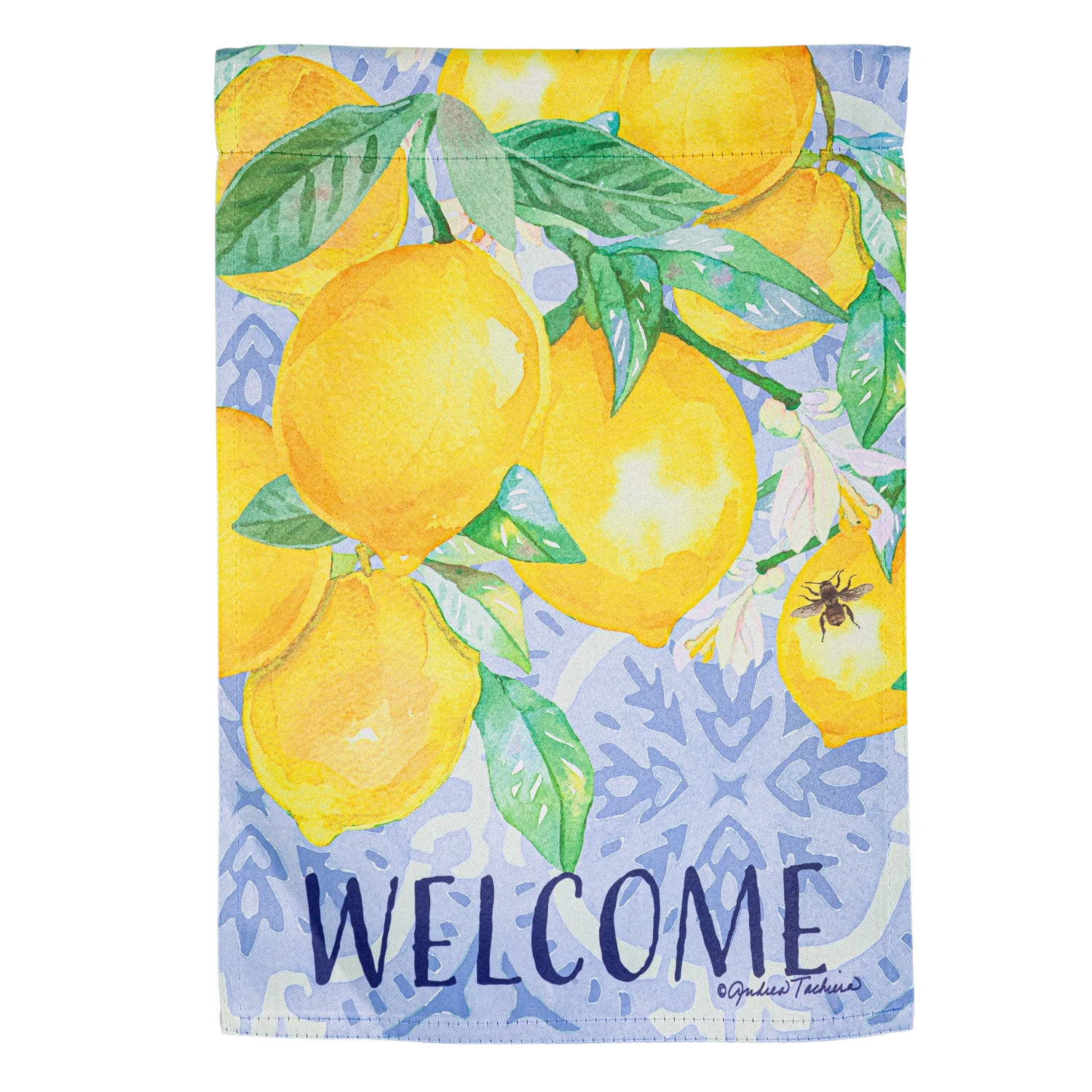 Sophisticated Evergreen Lemon Tree Flag Detailed