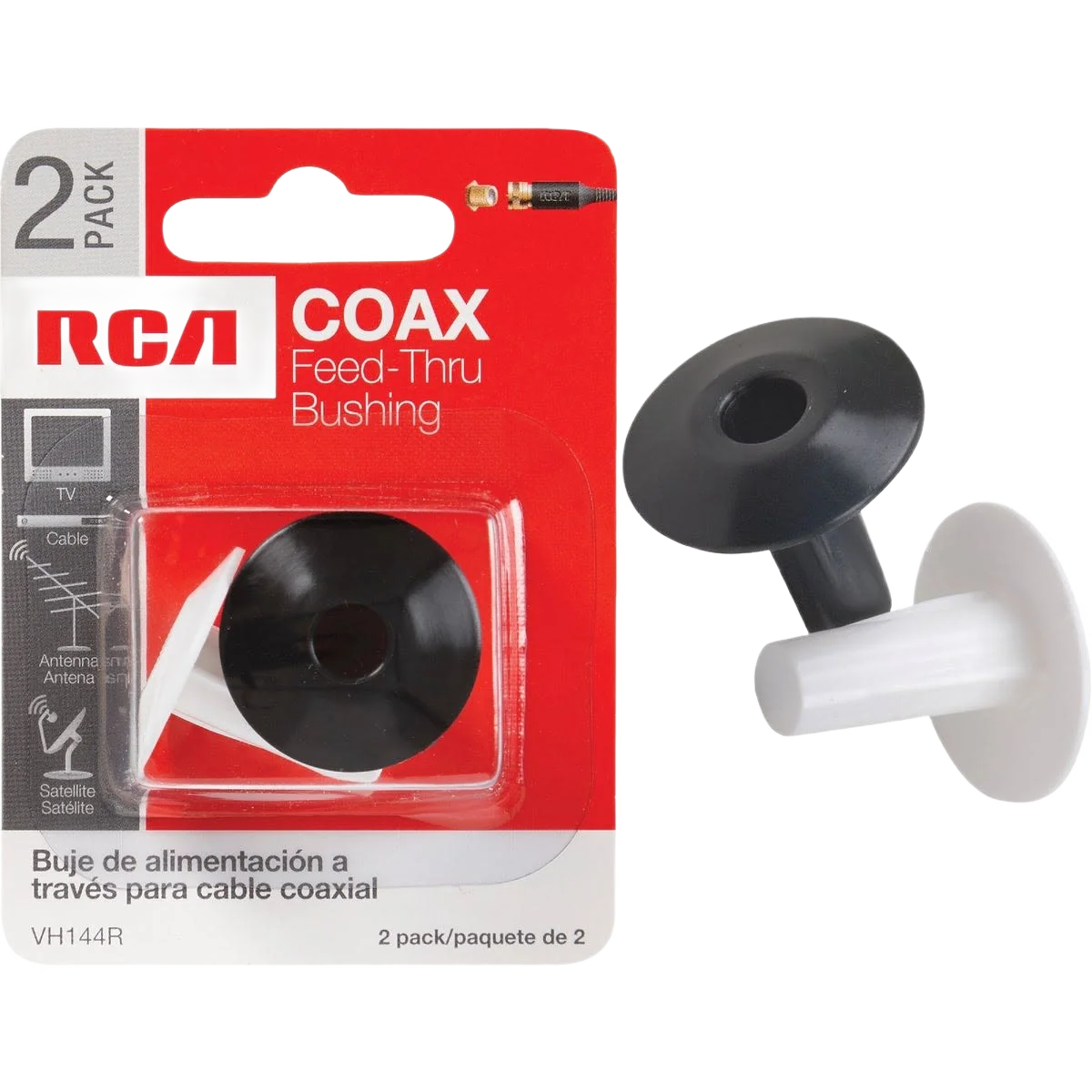 Enhanced RCA Plastic Feed-Thru Coax Bushing 2-Pack Genuine