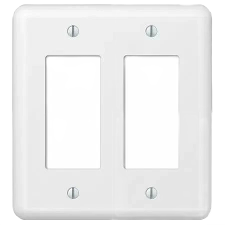 High-Grade AmerTac Devon White Steel 2 Rocker Wallplate High-End
