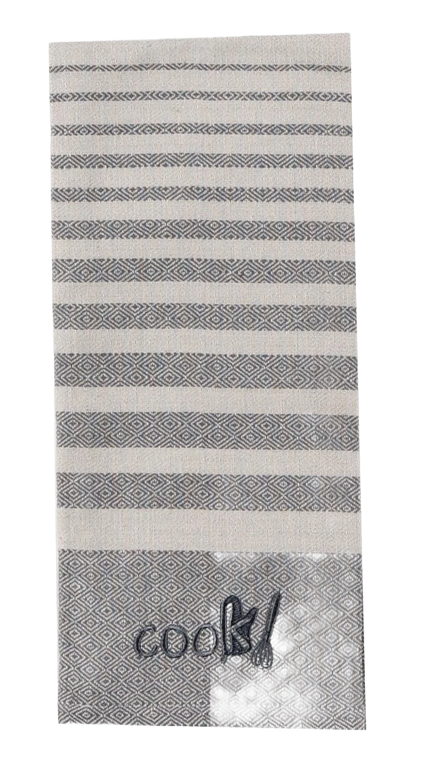 Solid Kay Dee Designs Birdseye Woven Embroidered Tea Towel Graphite Eco-Friendly