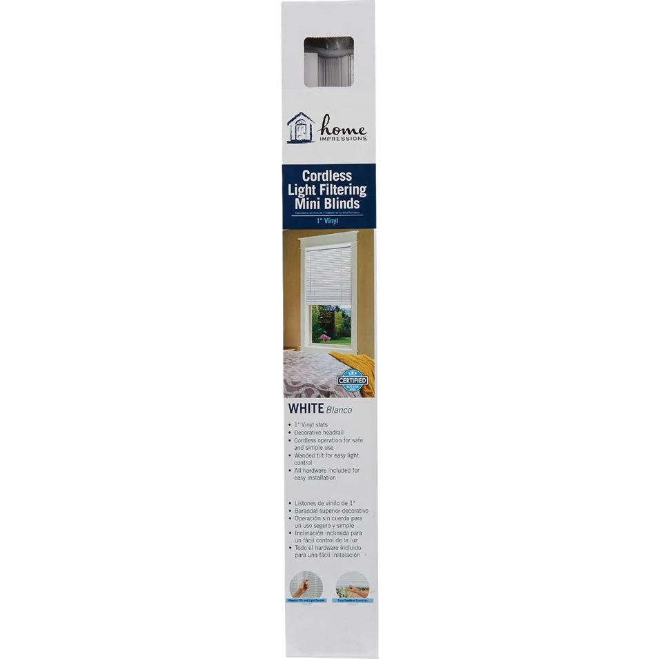 Organic Home Impressions White Vinyl Cordless Mini Blind 58 x 64 x 1 Trusted
