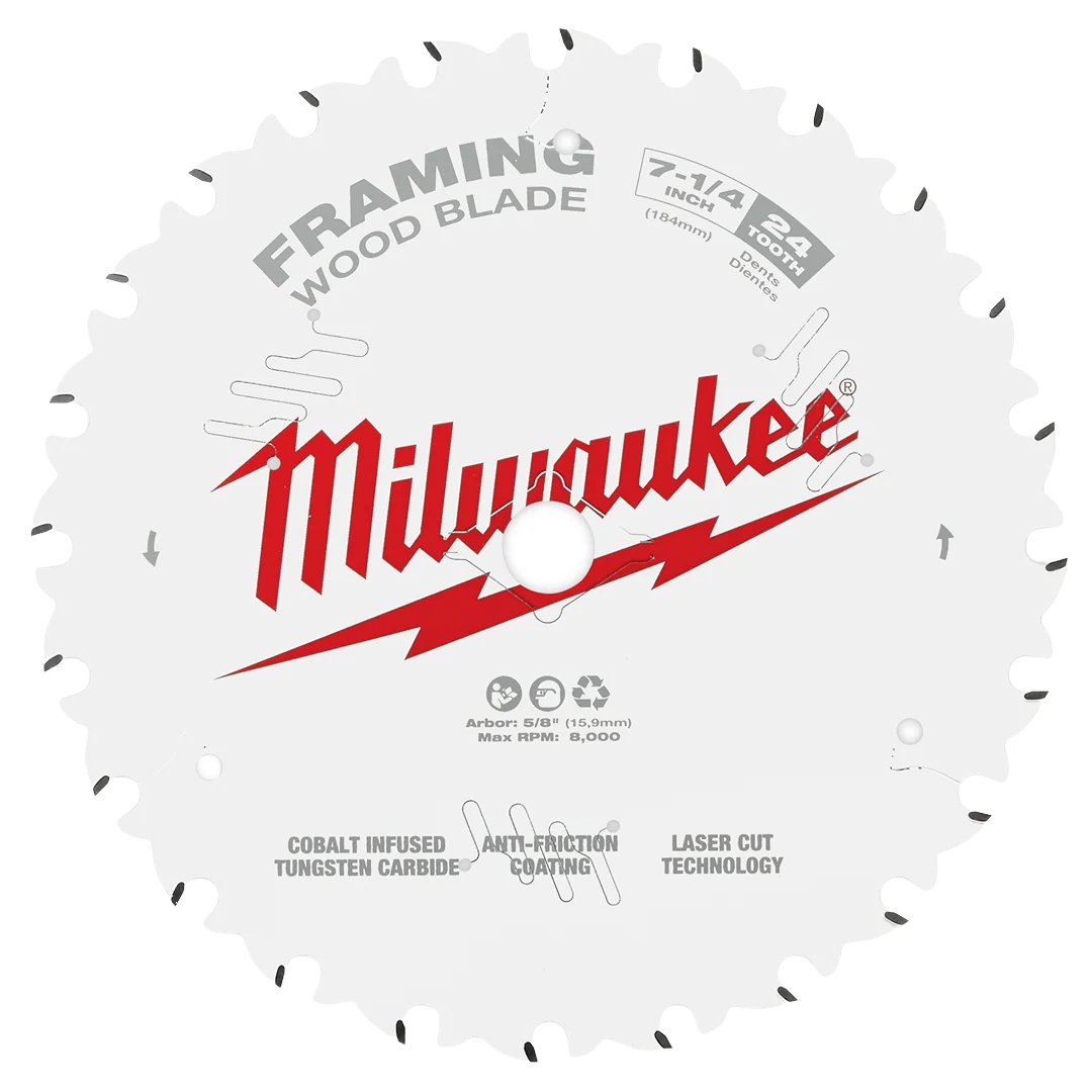 Practical Milwaukee 7-1 4 24T Framing Circular Saw Blade 2PK Reliable