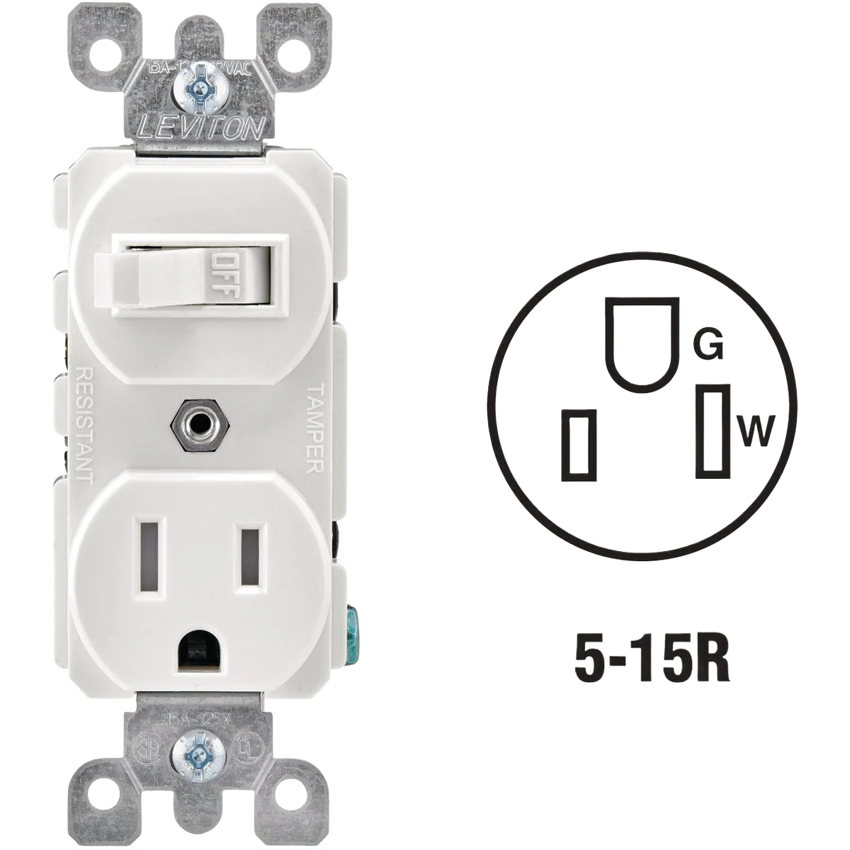 Organic Leviton White 15 Amp Commercial Grade Switch Outlet Breathable