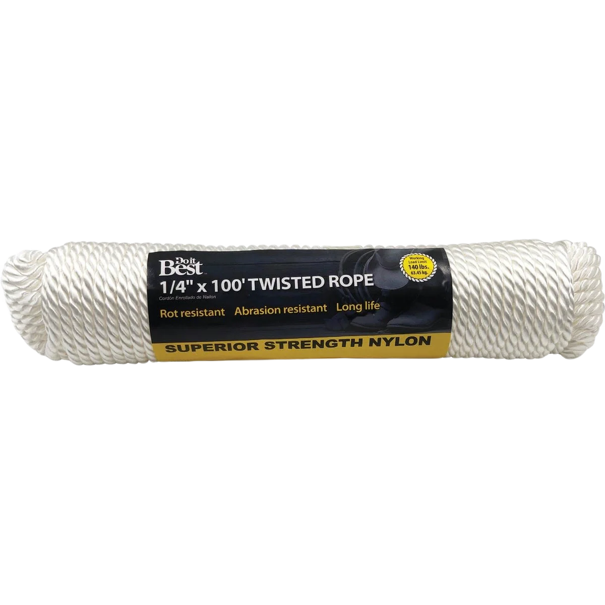 Expertly Made Do it White Twisted Nylon Packaged Rope 1 4 In. x 100 Ft. Fast