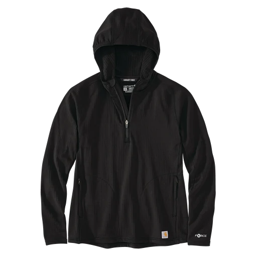 Official Carhartt Women’s Large Black Force Relaxed Fit Half-Zip Hooded T-Shirt Soft