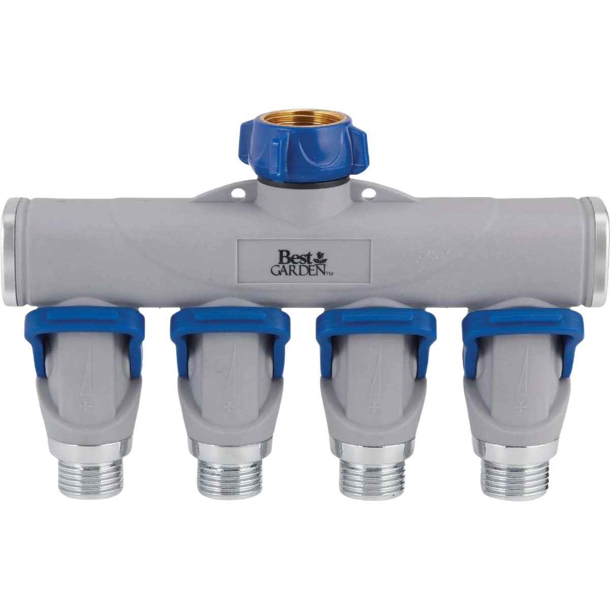 Sustainable Garden Aluminum 4-Way Connector Hose Shutoff Manifold Breathable