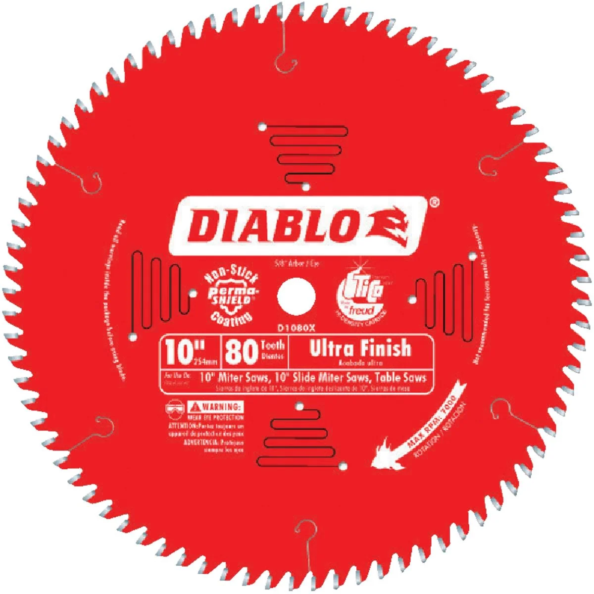 Premium Material Diablo 10-In. 80-Tooth Ultra Finish Saw Blade Smooth