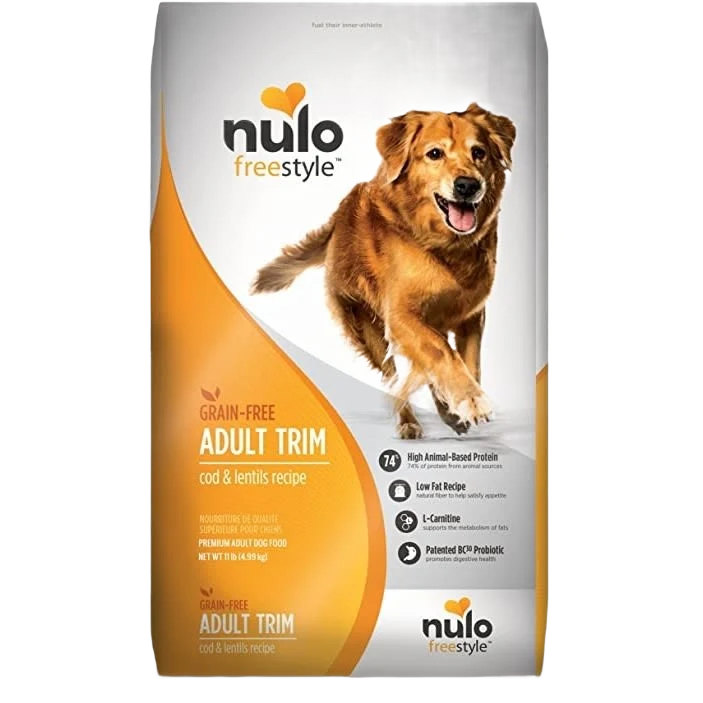 Reliable Nulo style Cod Lentils Adult Trim Dry Dog Food 11 lb. Solid