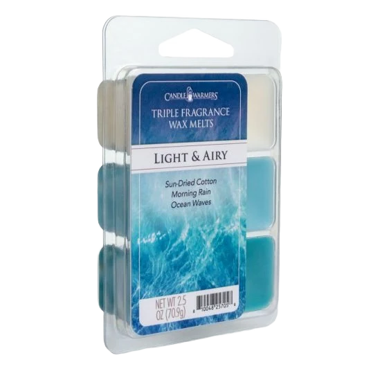 Crafted Candle Warmers Light Airy Triple Fragrance Wax Melts 6 Pack Breathable